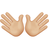 Open Hands Emoji with Medium-Light Skin Tone, Apple style