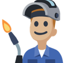 Man Factory Worker Emoji with Medium-Light Skin Tone, Facebook style