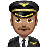 Man Pilot Emoji with Medium Skin Tone, Apple style