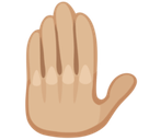 Raised Back of Hand Emoji with Medium-Light Skin Tone, Facebook style