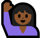 Woman Raising Hand Emoji with Medium-Dark Skin Tone, Microsoft style