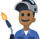 Man Factory Worker Emoji with Medium-Dark Skin Tone, Facebook style