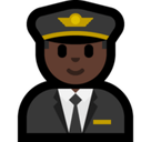 Man Pilot Emoji with Dark Skin Tone, Microsoft style