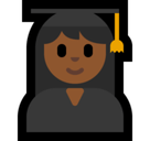 Woman Student Emoji with Medium-Dark Skin Tone, Microsoft style