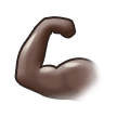 Flexed Biceps Emoji with Dark Skin Tone, Samsung style