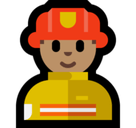 Man Firefighter Emoji with Medium Skin Tone, Microsoft style