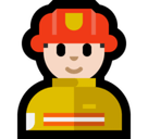 Man Firefighter Emoji with Light Skin Tone, Microsoft style