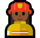 Woman Firefighter Emoji with Medium-Dark Skin Tone, Microsoft style