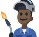 Man Factory Worker Emoji with Dark Skin Tone, Facebook style