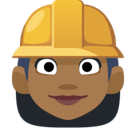 Woman Construction Worker Emoji with Medium-Dark Skin Tone, Facebook style