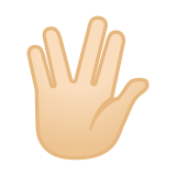 Vulcan Salute Emoji with Light Skin Tone, Google style