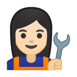 Woman Mechanic Emoji with Light Skin Tone, Google style