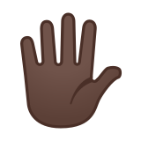 Hand with Fingers Splayed Emoji with Dark Skin Tone, Google style