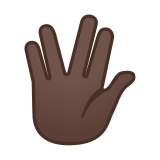 Vulcan Salute Emoji with Dark Skin Tone, Google style