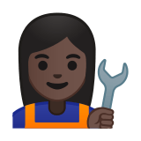 Woman Mechanic Emoji with Dark Skin Tone, Google style