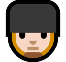 Man Guard Emoji with Light Skin Tone, Microsoft style