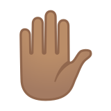 Raised Hand Emoji with Medium Skin Tone, Google style
