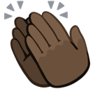 Clapping Hands Emoji with Dark Skin Tone, Facebook style