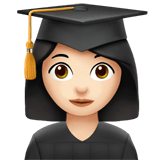 Woman Student Emoji with Light Skin Tone, Apple style