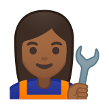 Woman Mechanic Emoji with Medium-Dark Skin Tone, Google style