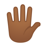 Hand with Fingers Splayed Emoji with Medium-Dark Skin Tone, Google style