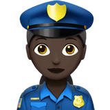 Woman Police Officer Emoji with Dark Skin Tone, Apple style