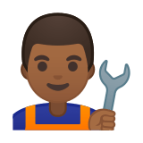 Man Mechanic Emoji with Medium-Dark Skin Tone, Google style