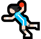 Woman Playing Handball Emoji with Light Skin Tone, Microsoft style