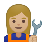 Woman Mechanic Emoji with Medium-Light Skin Tone, Google style