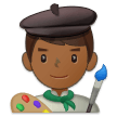 Man Artist Emoji with Medium-Dark Skin Tone, Samsung style