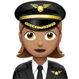 Woman Pilot Emoji with Medium Skin Tone, Apple style