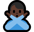 Man Gesturing No Emoji with Dark Skin Tone, Microsoft style