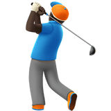 Man Golfing Emoji with Dark Skin Tone, Apple style