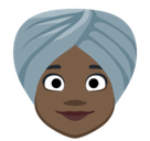 Woman Wearing Turban Emoji with Dark Skin Tone, Facebook style