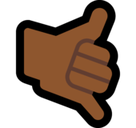Call Me Hand Emoji with Medium-Dark Skin Tone, Microsoft style