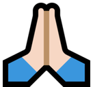 Folded Hands Emoji with Light Skin Tone, Microsoft style