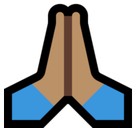 Folded Hands Emoji with Medium Skin Tone, Microsoft style