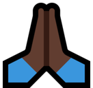 Folded Hands Emoji with Dark Skin Tone, Microsoft style