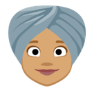 Woman Wearing Turban Emoji with Medium Skin Tone, Facebook style