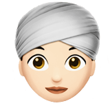 Woman Wearing Turban Emoji with Light Skin Tone, Apple style