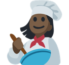 Woman Cook Emoji with Dark Skin Tone, Facebook style