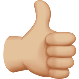 Thumbs Up Emoji with Medium-Light Skin Tone, Apple style