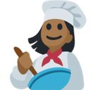 Woman Cook Emoji with Medium-Dark Skin Tone, Facebook style