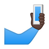Selfie Emoji with Dark Skin Tone, Google style