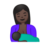 Breast-Feeding Emoji with Dark Skin Tone, Google style