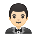 Man in Tuxedo Emoji with Light Skin Tone, Google style