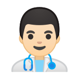 Man Health Worker Emoji with Light Skin Tone, Google style