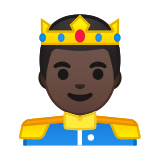 Prince Emoji with Dark Skin Tone, Google style