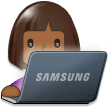 Woman Technologist Emoji with Medium-Dark Skin Tone, Samsung style