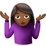 Woman Shrugging Emoji with Medium-Dark Skin Tone, Apple style